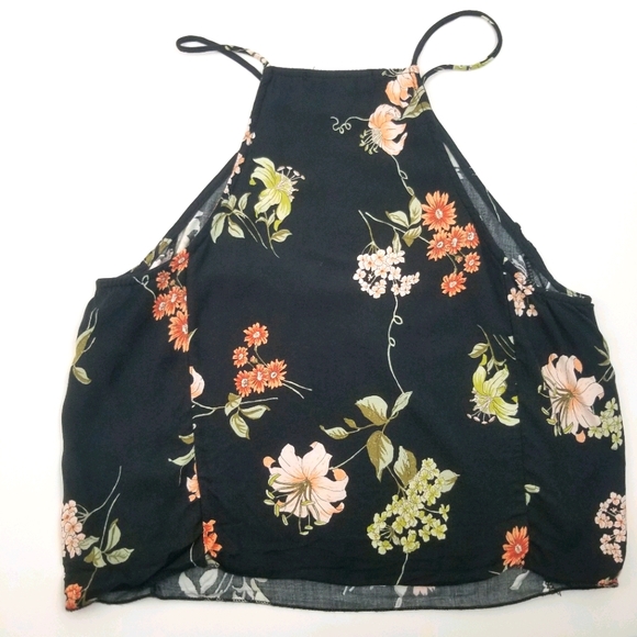 Brandy Melville Floral Cropped Halter Top - Picture 3 of 3